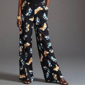 Butterfly Print Black Pants